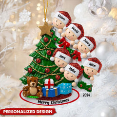 Happy Family Christmas Tree Name Home Ornament Gift - Personalized Gift