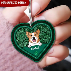 Custom Dog Heart Wooden Keychain