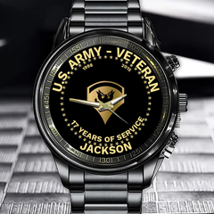 Personalized US Army Retired Custom Rank & Time Watch Printed