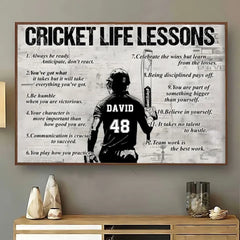 Personalized Cricket Life Lessons Poster-Gift For Cricket Lovers