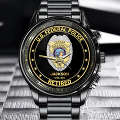 Personalized US Police Badge Custom Name & Time Watch