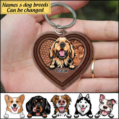 Custom Dog Heart Wooden Keychain